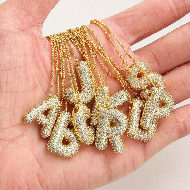 Komplet naszyjników Bubble letter initial | Złoto