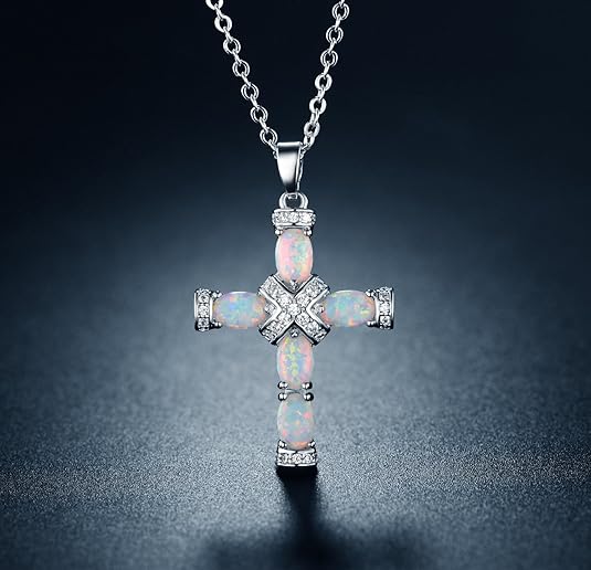 Naszyjnik Lumen opalowy Cross | Złoto