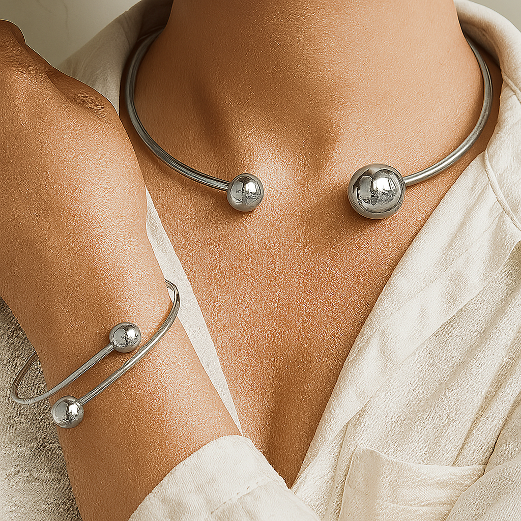 Komplet bransoletek minimalistyczny Glow Collar i Cuff | Złoto