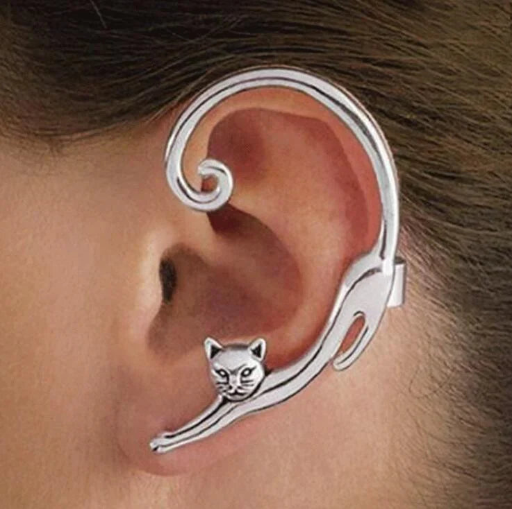 Kolczyk jednostronny srebrny Whisker Charm | Białe złoto