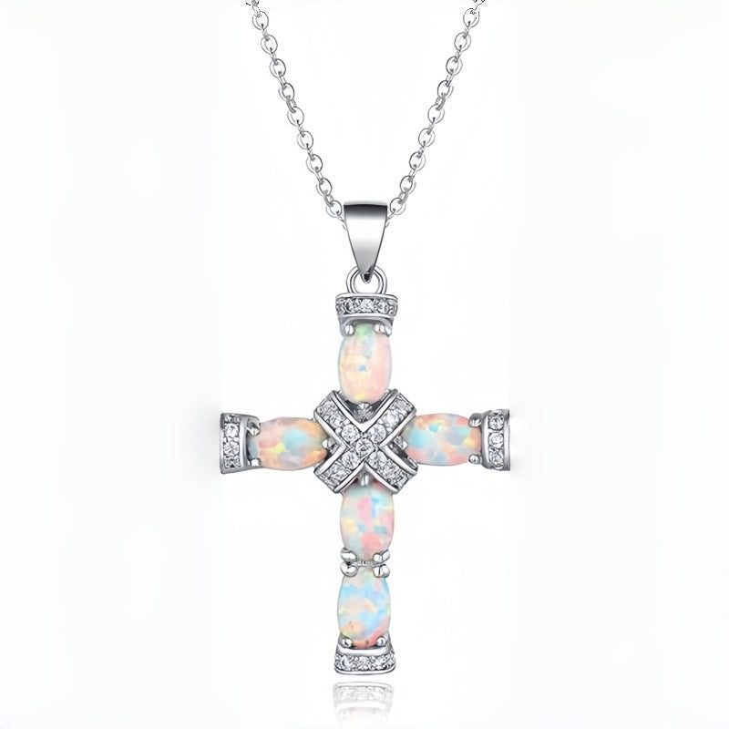 Naszyjnik Lumen opalowy Cross | Złoto