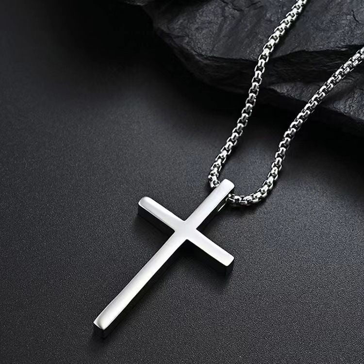 Naszyjnik Bezel Cross | Białe złoto