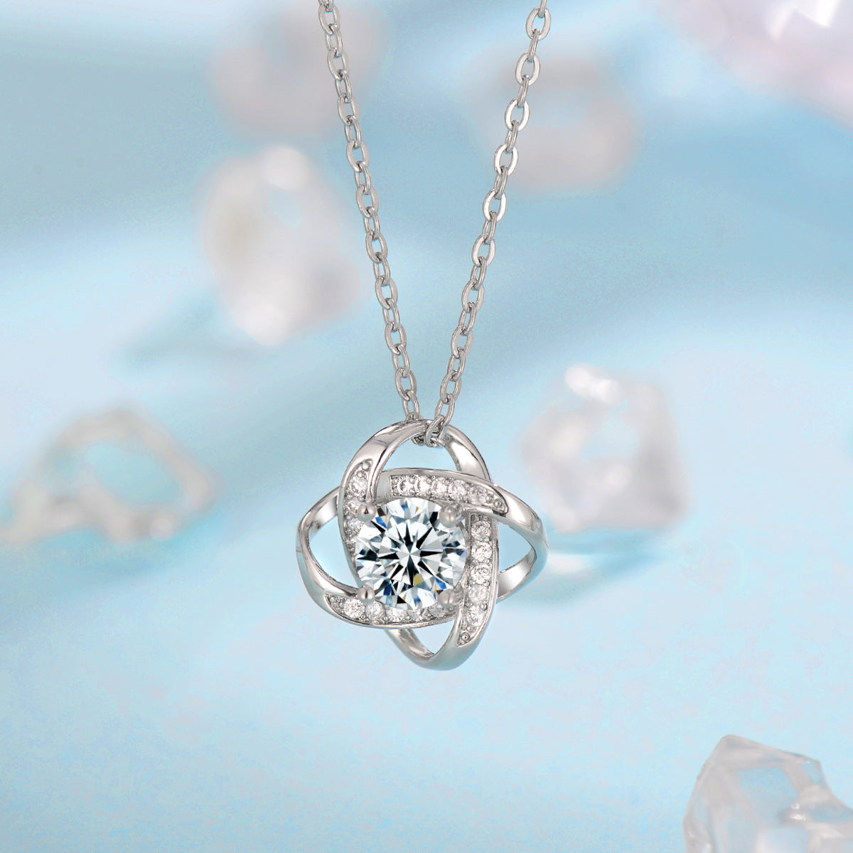 Komplet Fleur de Givre Clover Knot | Białe złoto