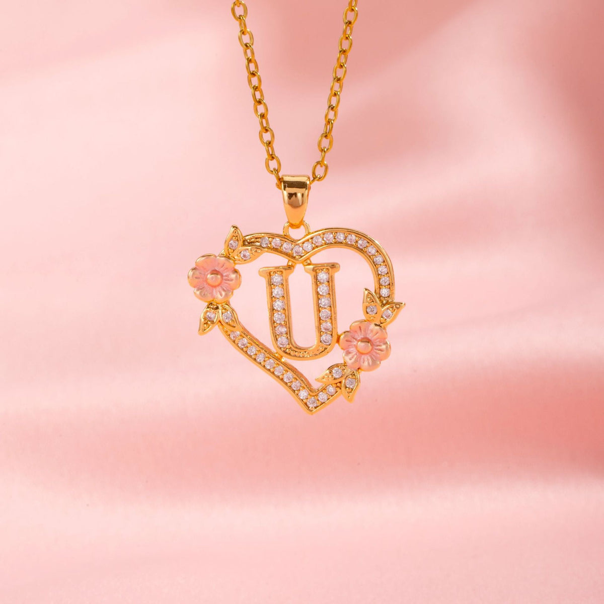 Naszyjnik kwiatowy Charm Initial | Złoto
