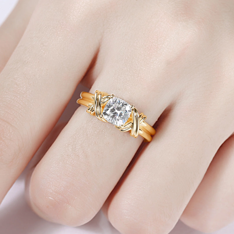Pierścionek węzłowy obrączka efektowny | Złoto
