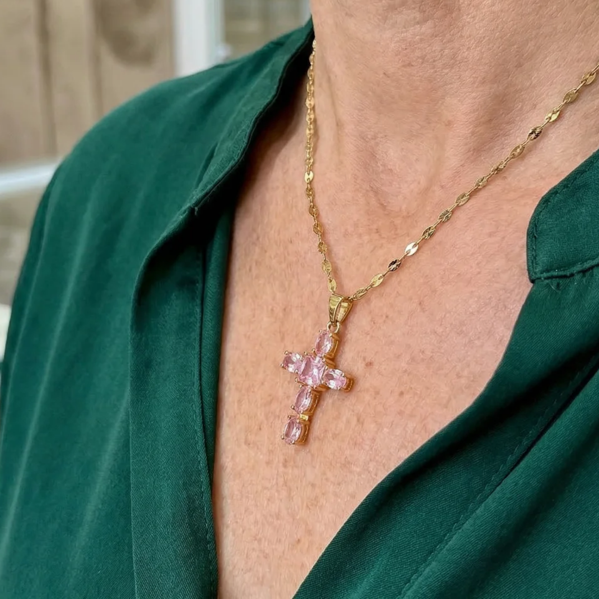 Naszyjnik Rose Faith Cross | Złoto