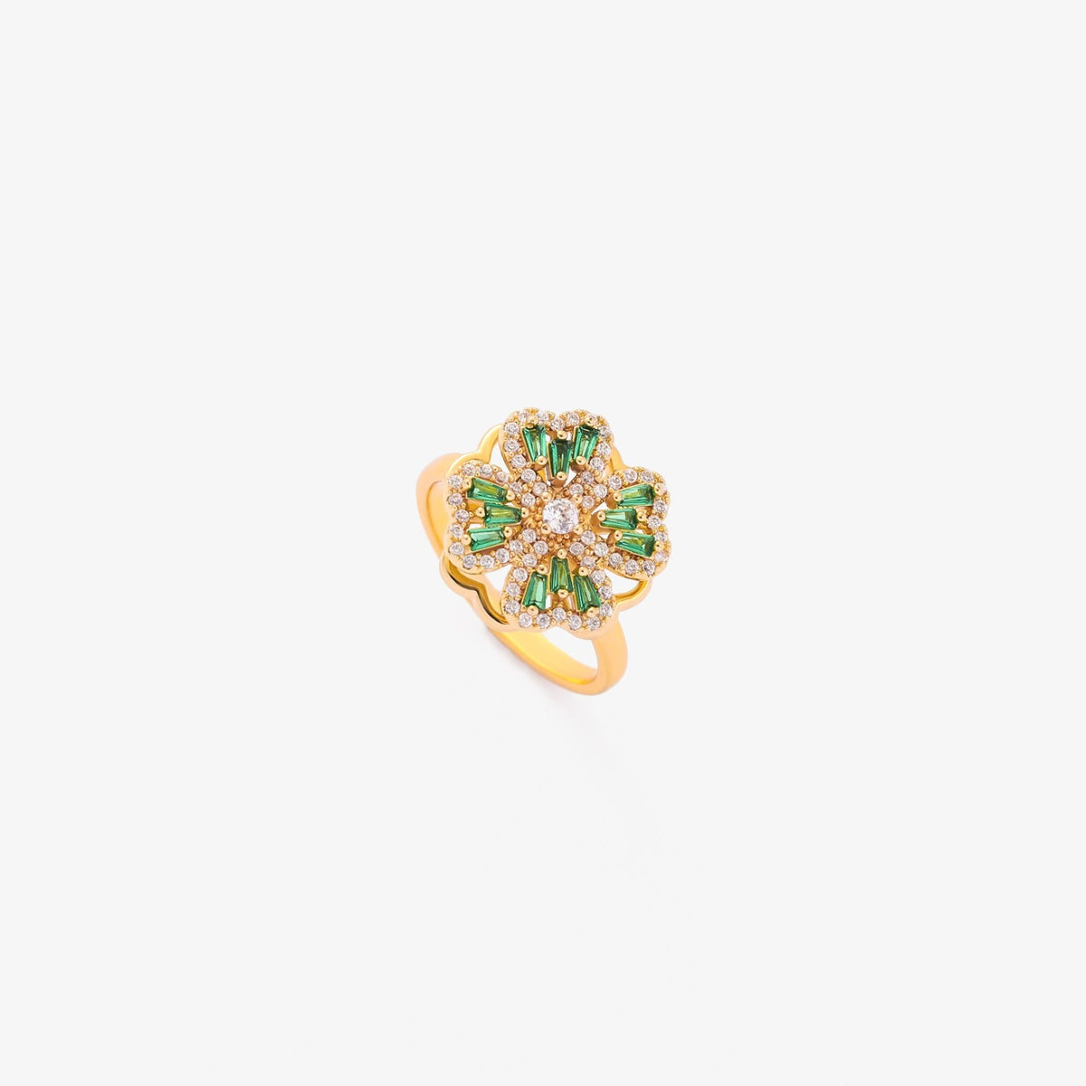 Pierścionek szmaragdowy Clover obrotowy | Złoto