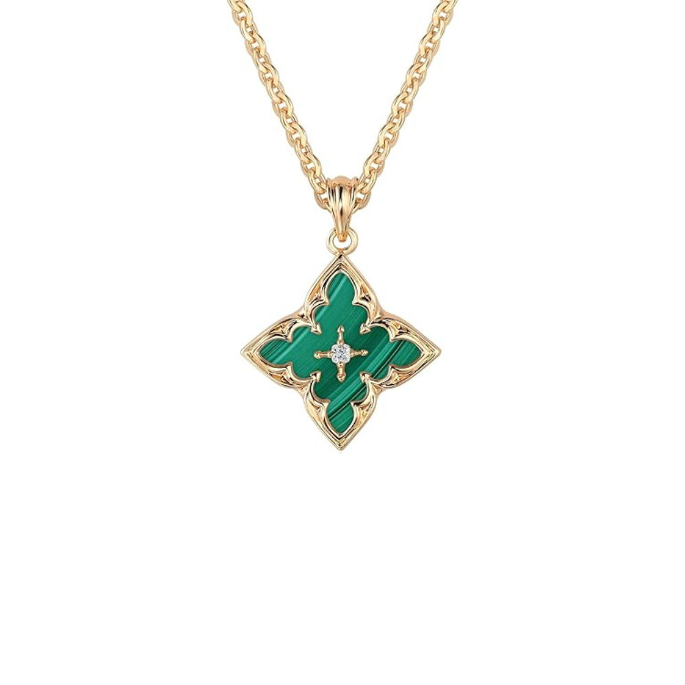 Naszyjnik szmaragdowy Clover | Złoto