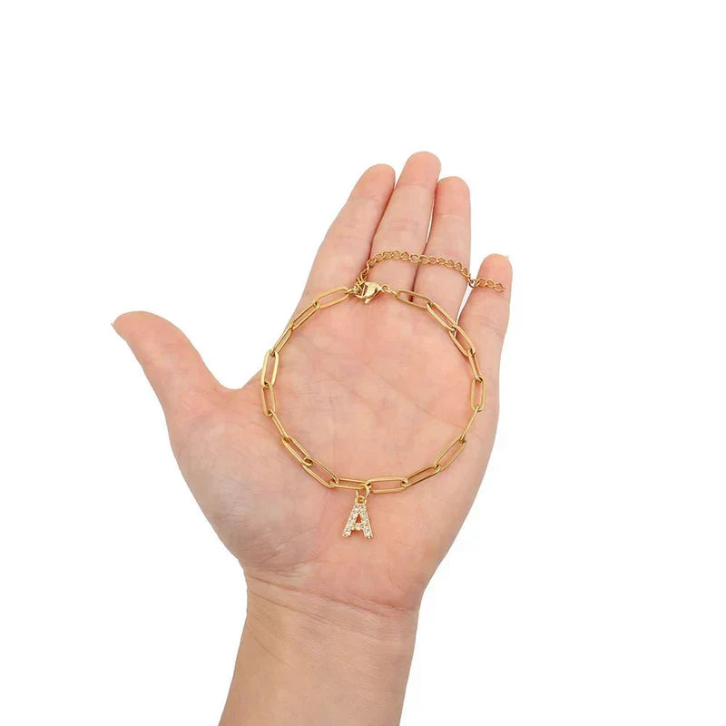 Bransoletka minimalistyczna Letter Charm | Złoto