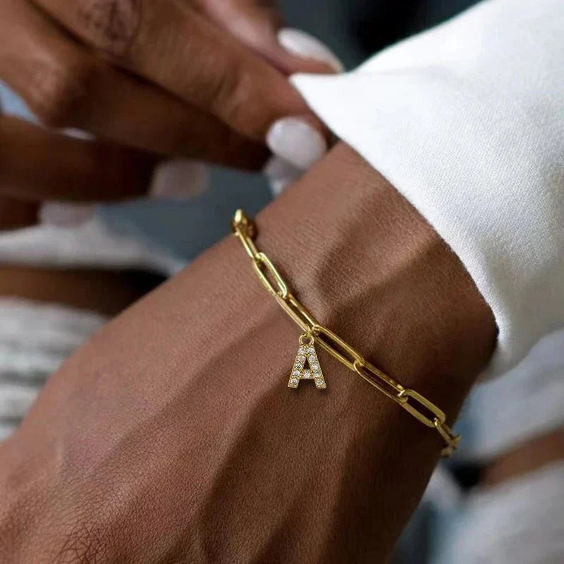 Bransoletka minimalistyczna Letter Charm | Złoto