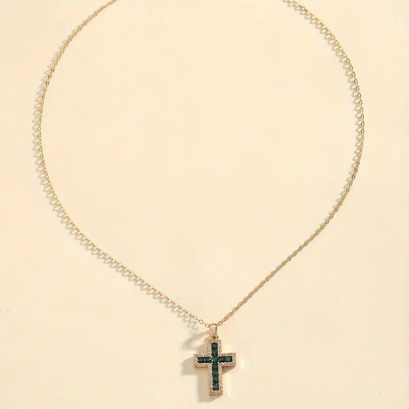 Naszyjnik Solene szmaragdowy Cross | Złoto