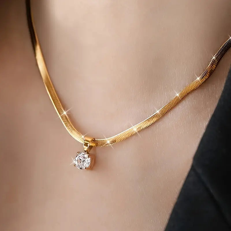 Naszyjnik elegancki Rhinestone | Złoto