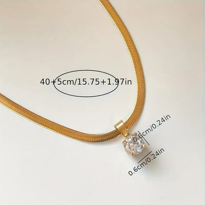 Naszyjnik elegancki Rhinestone | Złoto