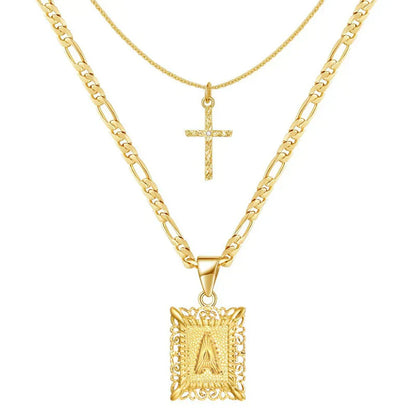 Komplet naszyjników Cross Initial | Złoto