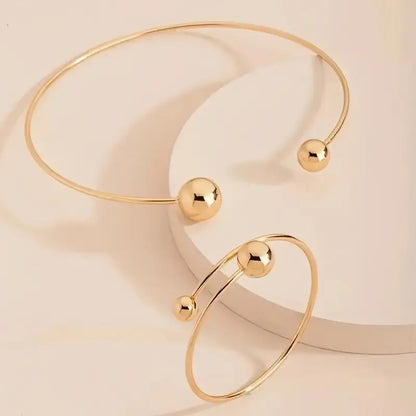 Komplet bransoletek minimalistyczny Glow Collar i Cuff | Złoto