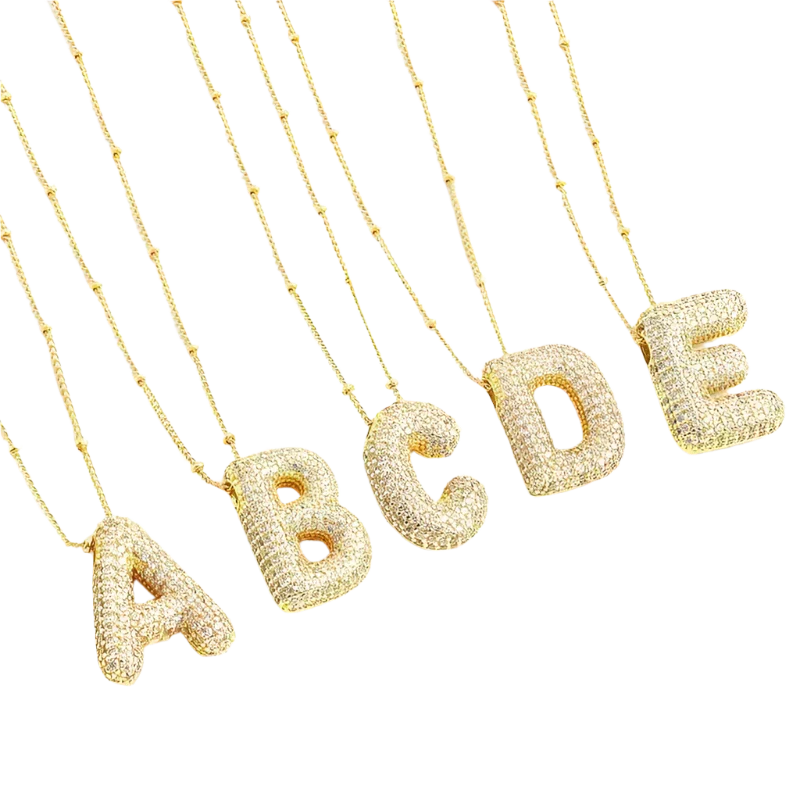 Komplet naszyjników Bubble letter initial | Złoto