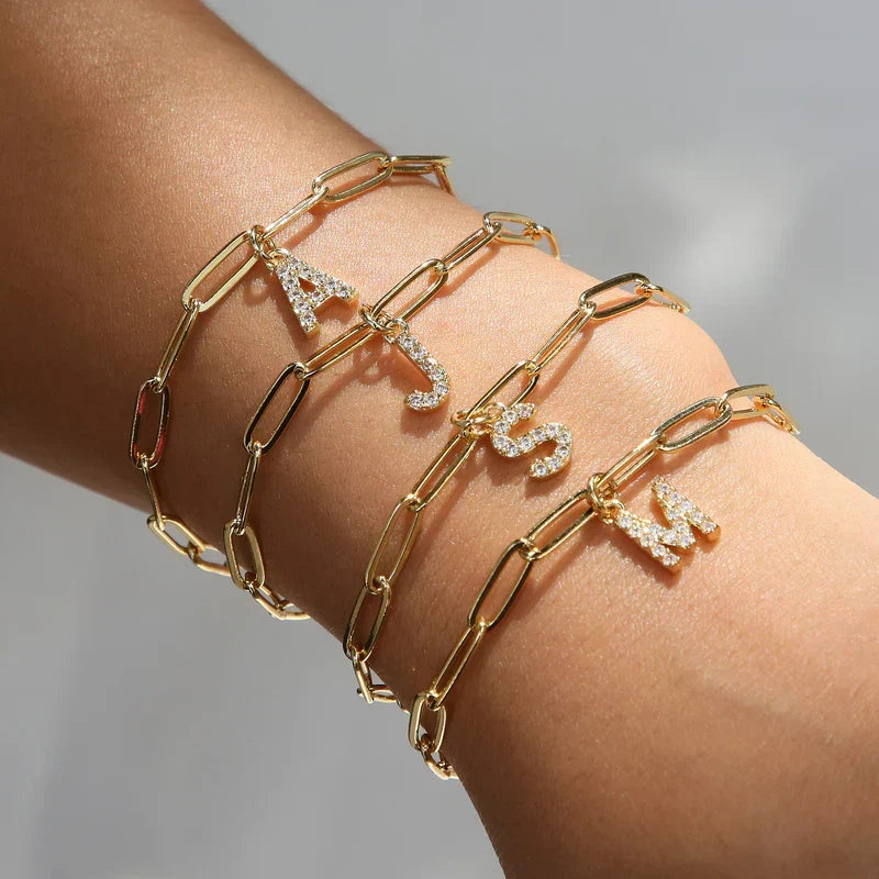 Bransoletka minimalistyczna Letter Charm | Złoto