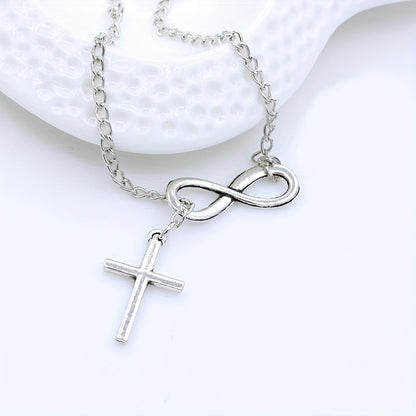 Naszyjnik wieczny Cross | Białe złoto