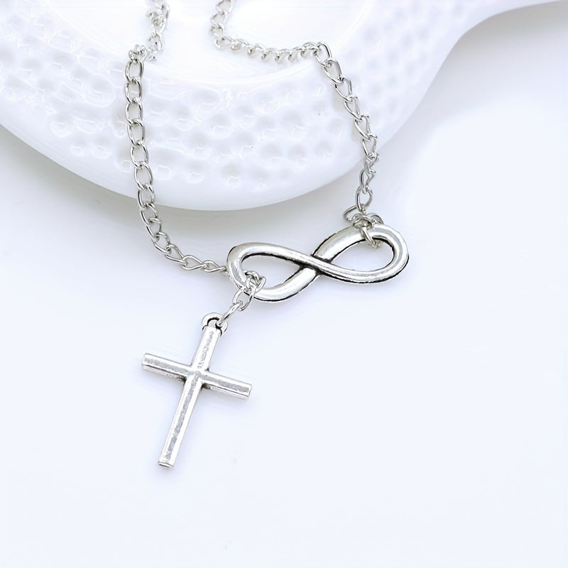 Naszyjnik wieczny Cross | Białe złoto