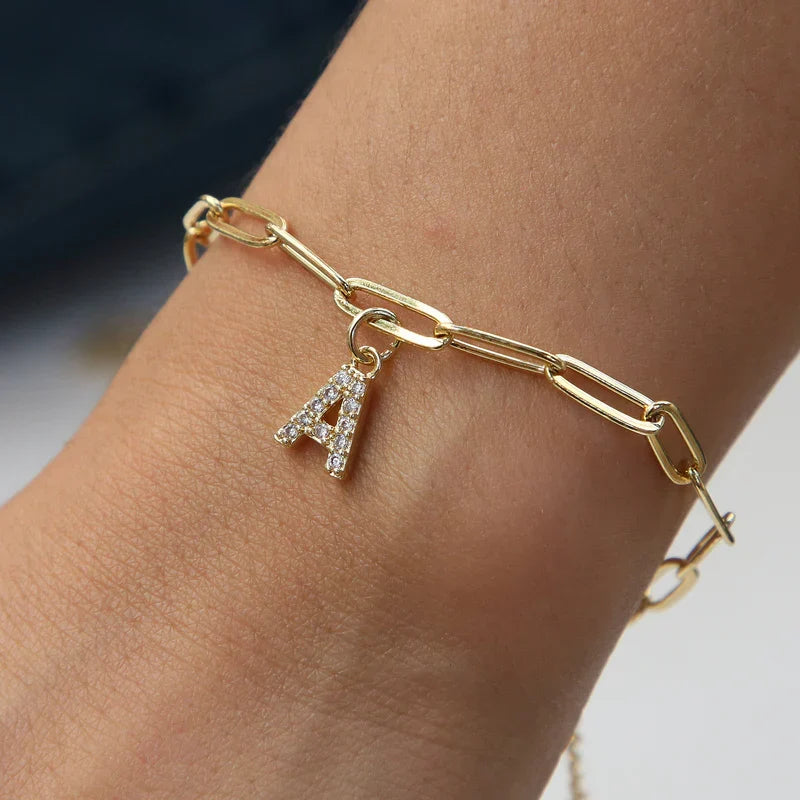 Bransoletka minimalistyczna Letter Charm | Złoto