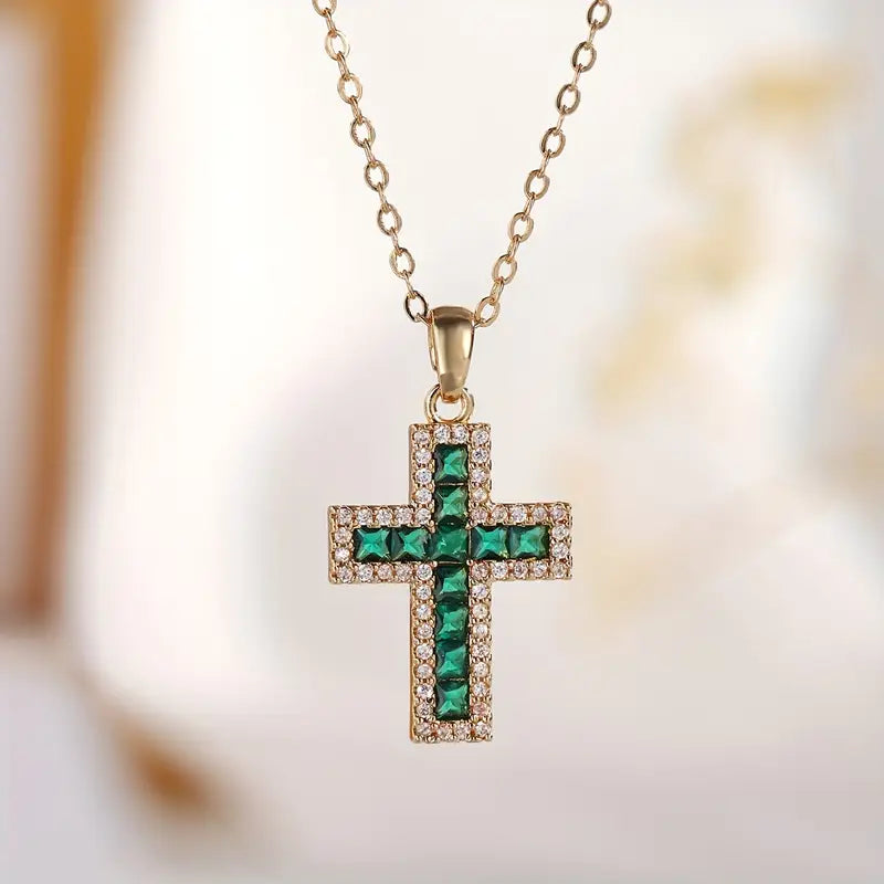 Naszyjnik Solene szmaragdowy Cross | Złoto