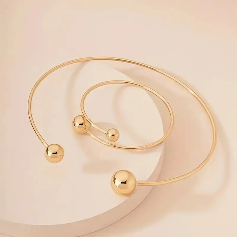 Komplet bransoletek minimalistyczny Glow Collar i Cuff | Złoto