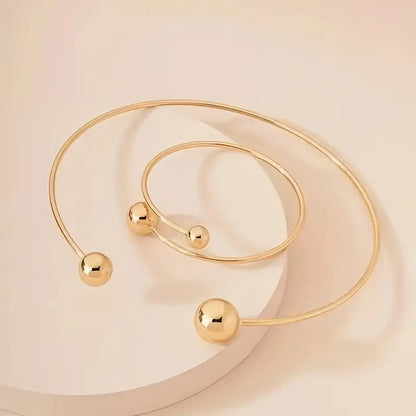 Komplet bransoletek minimalistyczny Glow Collar i Cuff | Złoto