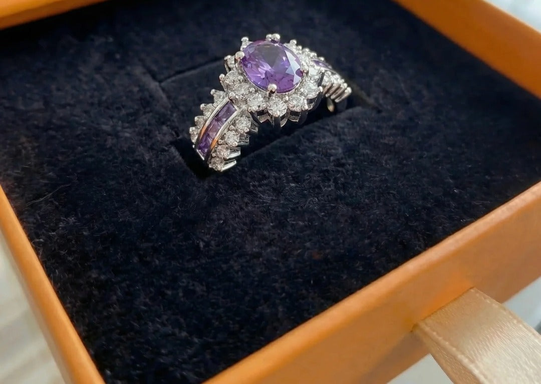 Pierścionek Amethyne Twilight Crown | Białe złoto
