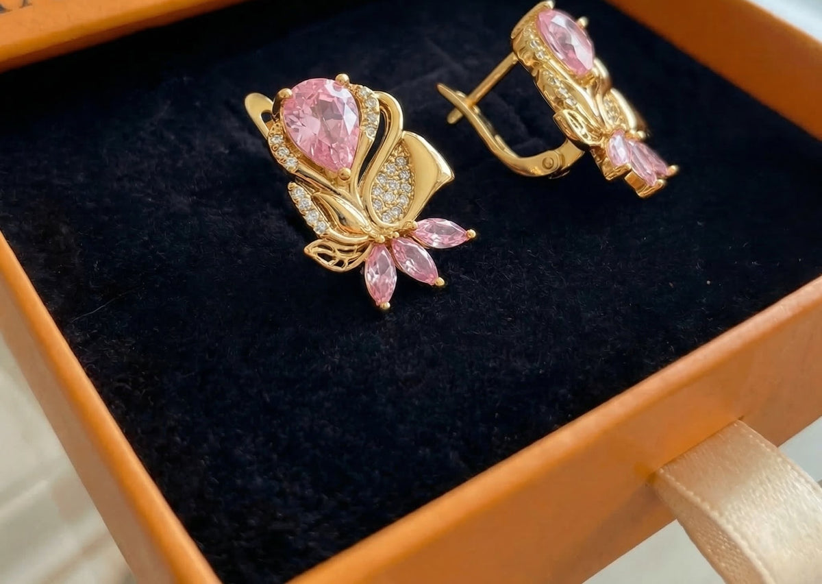 Kolczyki Amorette Rosepetal | Różowe złoto