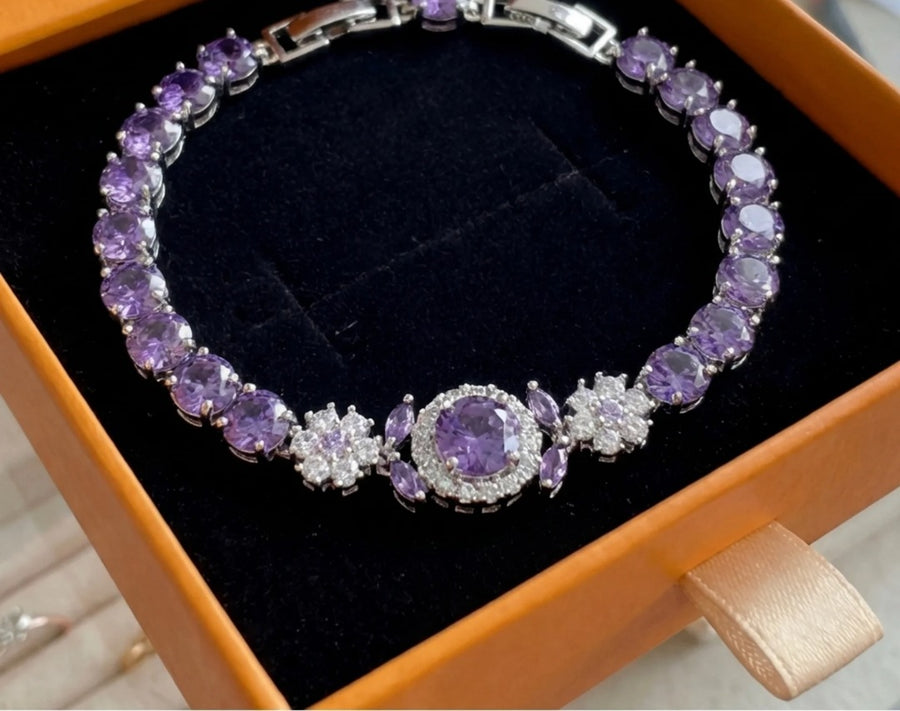 Bransoletka tenisowa Velmira Crown | Białe złoto