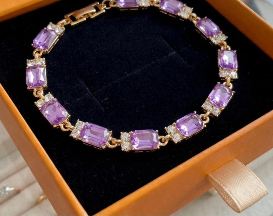 Bransoletka Valleria ametystowa Charm | Złoto