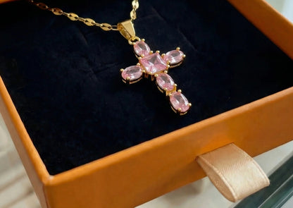 Naszyjnik Rose Faith Cross | Złoto