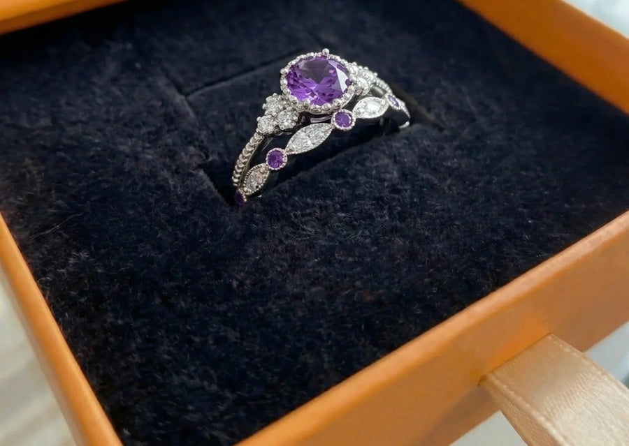 Komplet pierścionków Violetis Crown | Białe złoto