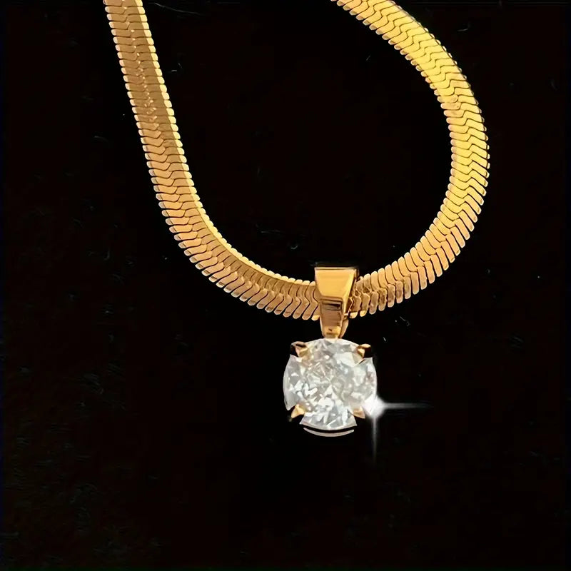 Naszyjnik elegancki Rhinestone | Złoto