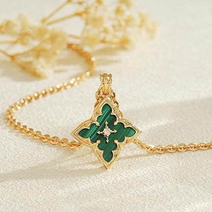 Naszyjnik szmaragdowy Clover | Złoto
