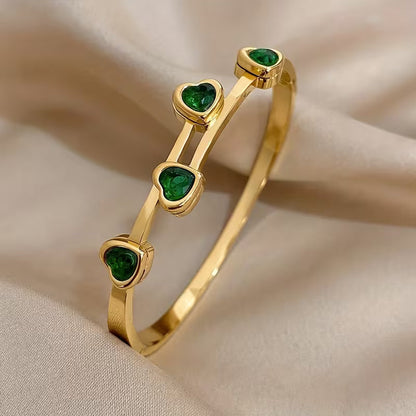 Bransoletka Verde Hearts | Złoto