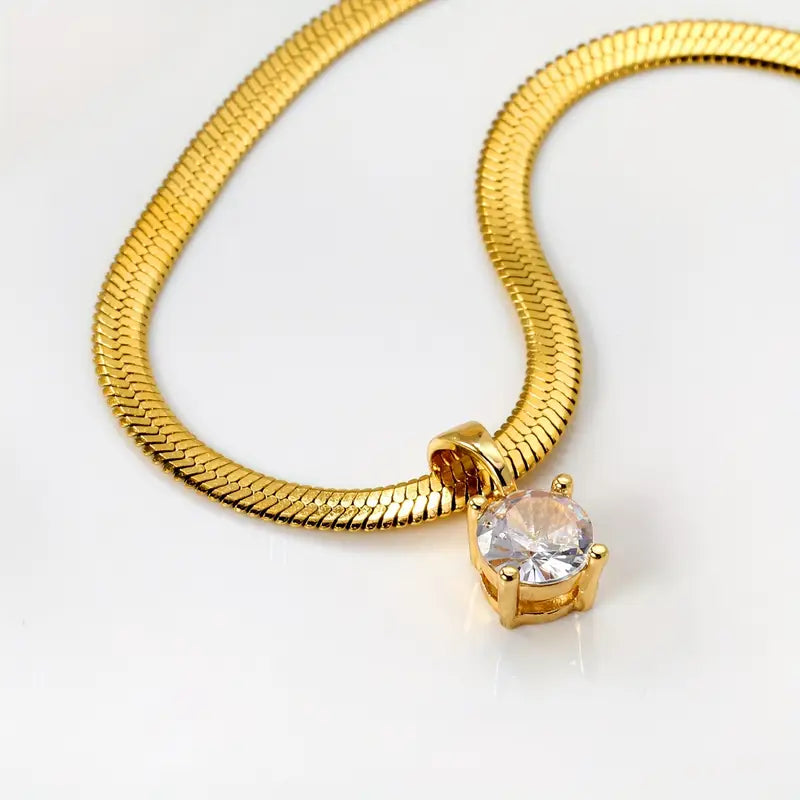 Naszyjnik elegancki Rhinestone | Złoto