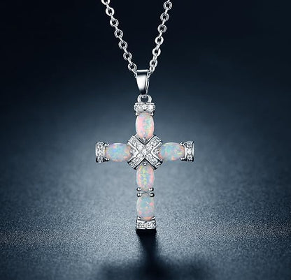 Naszyjnik Lumen opalowy Cross | Złoto