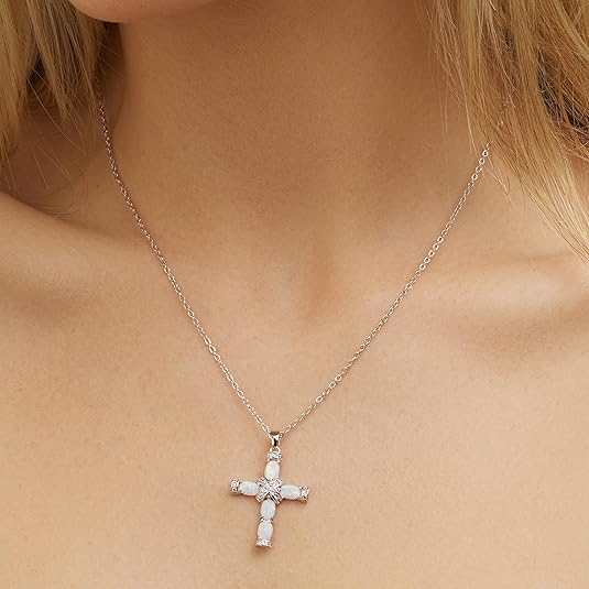 Naszyjnik Lumen opalowy Cross | Złoto