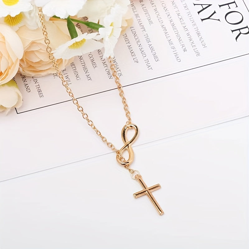 Naszyjnik wieczny Cross | Białe złoto