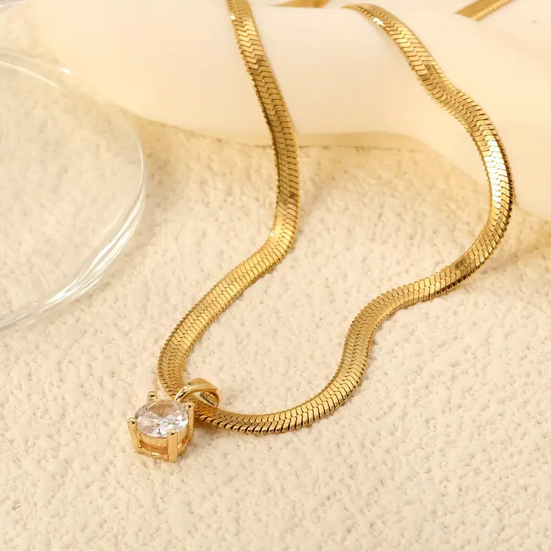 Naszyjnik elegancki Rhinestone | Złoto