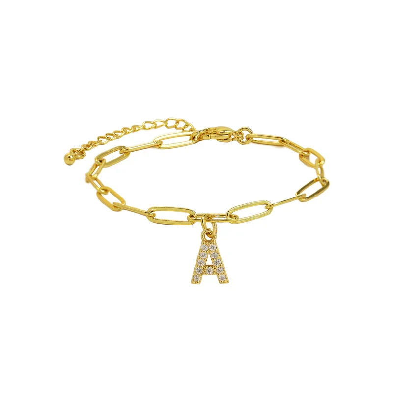 Bransoletka minimalistyczna Letter Charm | Złoto