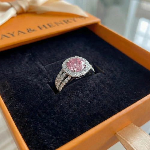 Pierścionek pudrowy Empress Halo | Białe złoto