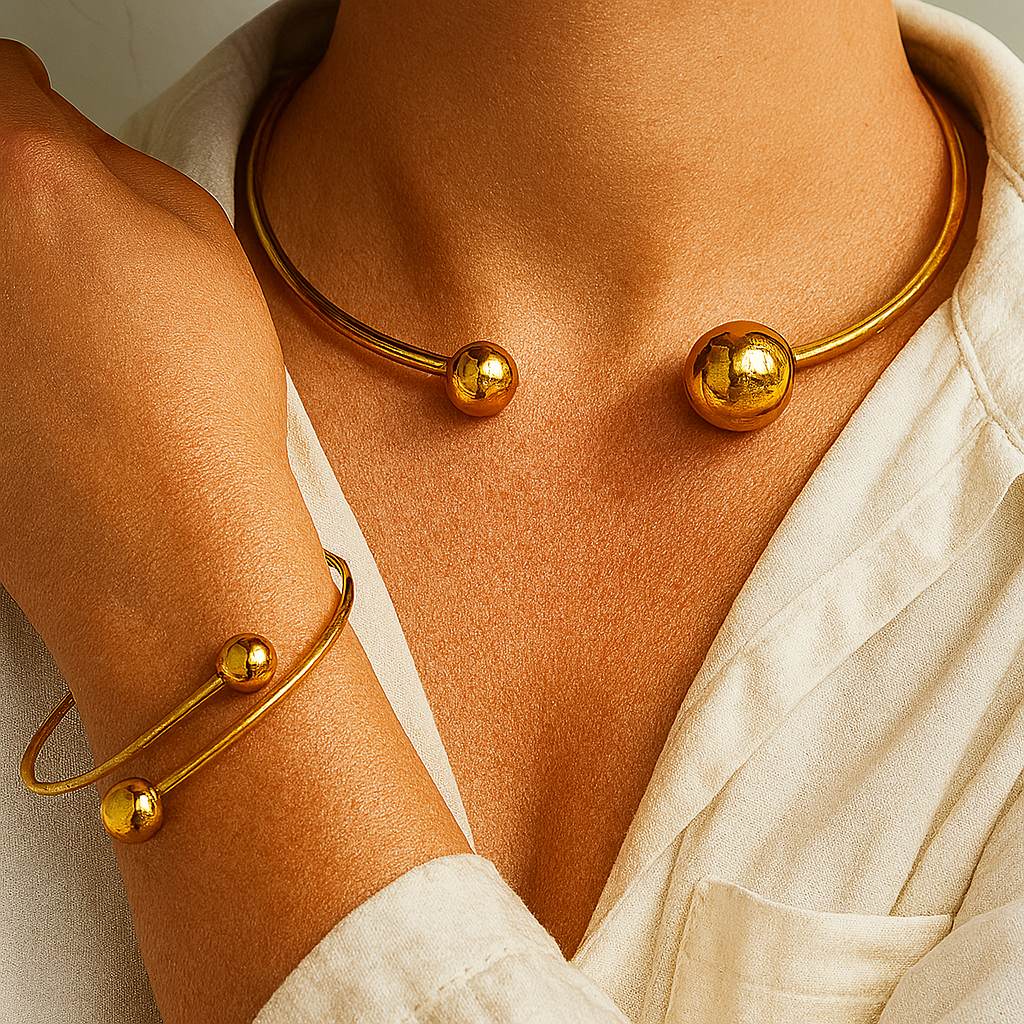Komplet bransoletek minimalistyczny Glow Collar i Cuff | Złoto