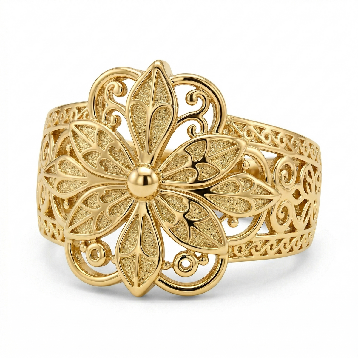Pierścionek vintage inspirowany Flower | Złoto