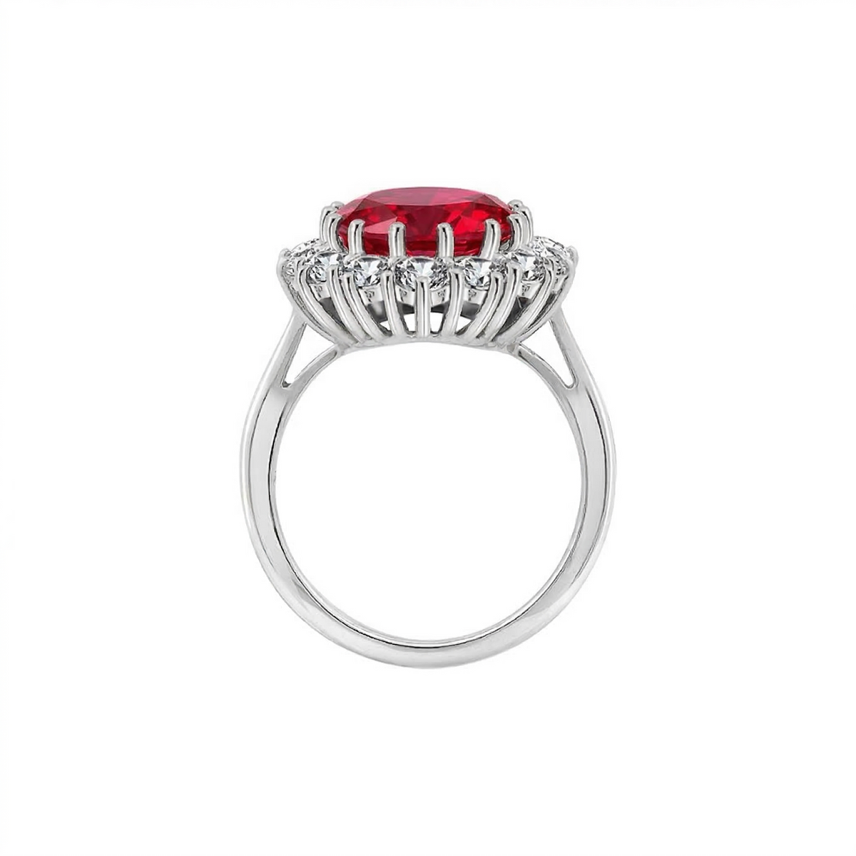 Pierścionek szkarłatny Crown rubinowy | Białe złoto
