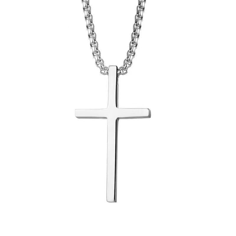Naszyjnik Bezel Cross | Białe złoto