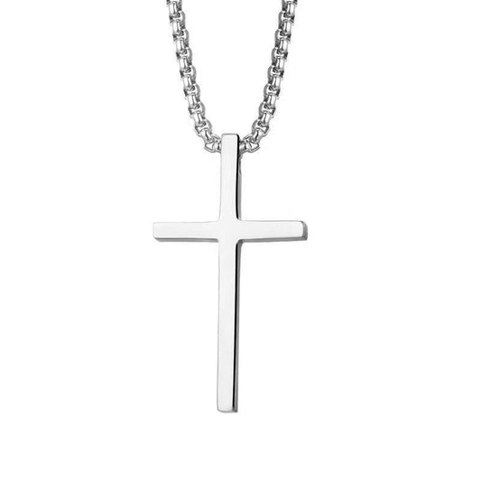 Naszyjnik Bezel Cross | Białe złoto