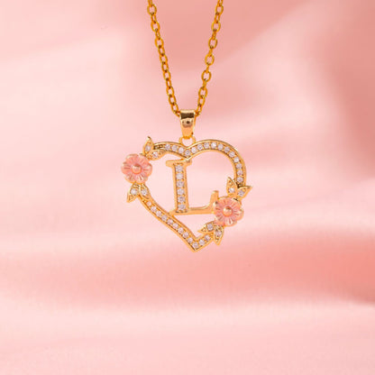 Naszyjnik kwiatowy Charm Initial | Złoto