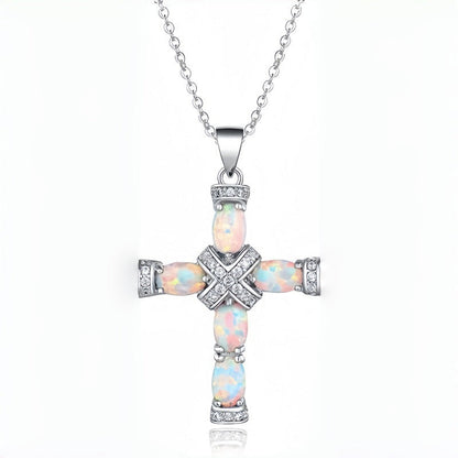Naszyjnik Lumen opalowy Cross | Złoto